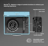 Vinyl draaitafel - MIXX - Revival 55 - Ingebouwde stereoluidsprekers - 3 snelheden - Bluetooth - RCA-uitgang - Blauw - thumbnail