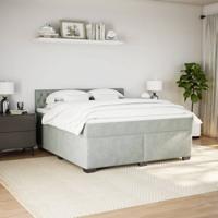Boxspring met matras fluweel lichtgrijs 180x200 cm - thumbnail