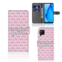 Huawei P40 Lite Portemonnee Hoesje Flowers Pink DTMP - thumbnail