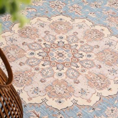 Heritaged Rond Vintage buitenkleed - Valenca Nova lichtblauw|beige -