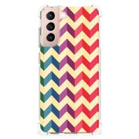 Samsung Galaxy S21 FE Doorzichtige Silicone Hoesje Zigzag Multi Color - thumbnail