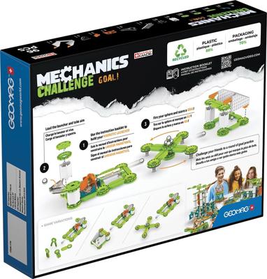 Set di costruzioni - GEOMAG - Obiettivo sfida meccanica! - 96 pezzi - Magnetico - Gioco interattivo - Plastica riciclata