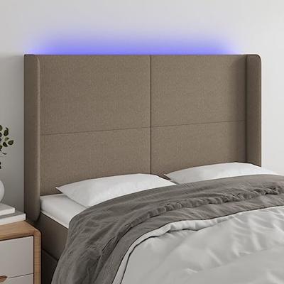 Hoofdbord LED 147x16x118/128 cm stof taupe