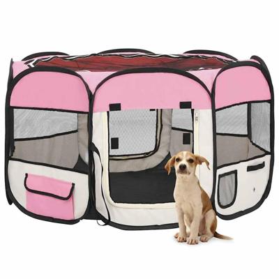 VidaXL Hondenren inklapbaar met draagtas 110x110x58 cm roze VidaXL Hondenren inklapbaar met draagtas 110x110x58 cm roze
