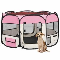 VidaXL Hondenren inklapbaar met draagtas 110x110x58 cm roze - thumbnail