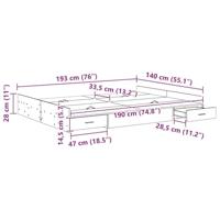 Opbergbedframe met lade Zwart eiken 140 x 190 cm Bewerkt hout - thumbnail