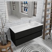 Zaro Sevilla Solid Surface badmeubel 120cm mat zwart 1 kraangat met 4 lades spoelbak rechts - thumbnail