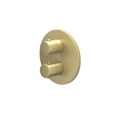 Afbouwdeel IVY Bond Inbouwthermostaat 2-weg Met Rond Rozet Geborsteld Mat Goud PVD IVY