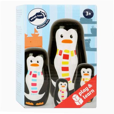 Small Foot houten matroesjka poppen pinguin familie