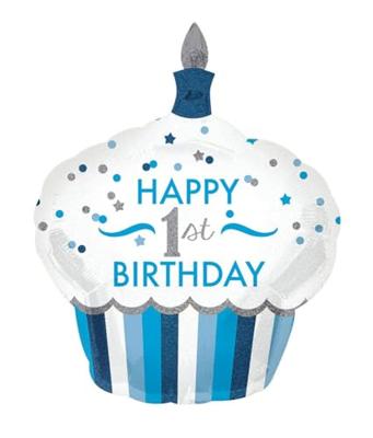 Folieballon groot Cupcake Birthday Boy 1 Jaar