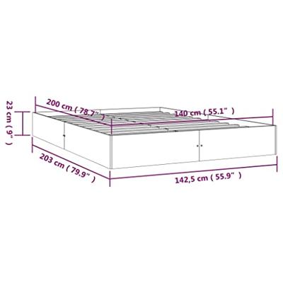 Bedframe zonder matras massief hout 140x200 cm