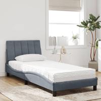 Bed met matras fluweel donkergrijs 90x190 cm - thumbnail