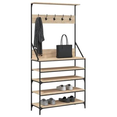 Kledingrek met schoenenrek 90x34x184 cm sonoma eikenkleurig