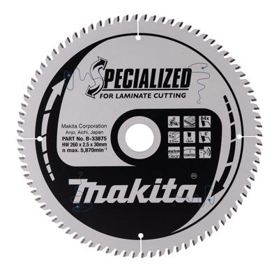 Makita B-33875 Cirkelzaagblad voor Laminaat | Specialized | Ø 260mm Asgat 30mm 84T