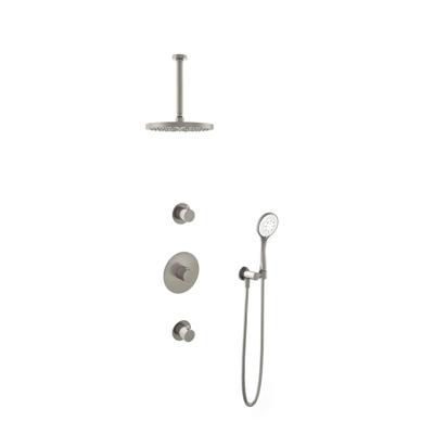 Hotbath Buddy - Inbouw Regendoucheset - 2 Stopkranen - Thermostatisch - Plafondbuis 30 cm - Hoofddouche 250 mm - Ronde Handdouche 3 Standen - Waterbesparend - V02