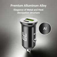 Green Cell GC PowerRide Nano38 38W 6A 1x USB-C 1x USB-A autolader - thumbnail