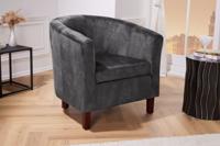 Design loungestoel HEMINGWAY donkergrijs fluwelen armleuningen cocktailstoel - 43890 - thumbnail