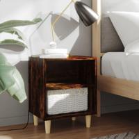 Nachtkastje met houten poten 40x30x50 cm gerookt eikenkleurig - thumbnail