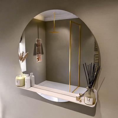 MONDIAZ SPOT spiegel rond 100cm met Spiegelplanchet kleur Rosee.