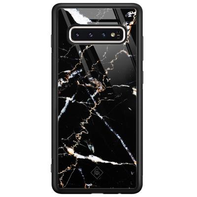Samsung Galaxy S10 glazen hardcase - Marmer zwart Samsung Galaxy S10 glazen hardcase - Marmer zwart