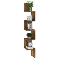 Hoekwandschap 20x20x127,5 cm bewerkt hout gerookt eikenkleurig - thumbnail