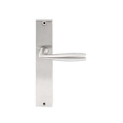 Hardbrass Deurkruk Naxos op rechthoekig langschild blind - RVS