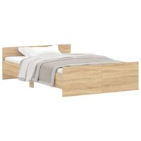 Bedframe met hoofd- en voeteneinde sonoma eikenkleur 135x190 cm - thumbnail