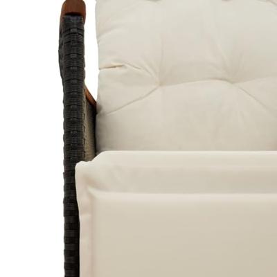 3-delige Bistroset met kussens poly rattan zwart - thumbnail