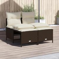 4-delige Loungeset met kussens poly rattan bruin - thumbnail