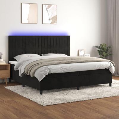 Boxspring met matras en LED fluweel zwart 200x200 cm
