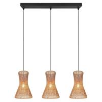 Trio 3-lichts hanglampBijou zwart met rotan - R31833026 - thumbnail
