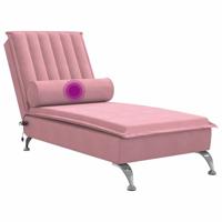 Massage chaise longue met bolster fluweel roze - thumbnail