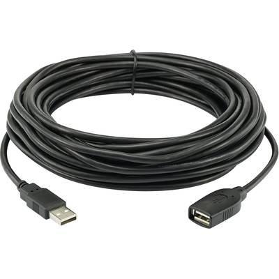 Renkforce USB-kabel USB 2.0 USB-A stekker, USB-A bus 10.00 m Zwart Vergulde steekcontacten RF-4096104
