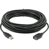 Renkforce RF-4096104 USB-kabel USB 2.0 USB-A stekker, USB-A bus 10.00 m Zwart Vergulde steekcontacten - thumbnail