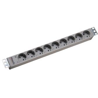 Bachmann 333.401 19 inch Stekkerdoos voor patchkast 1 HE Geaarde contactdoos Lichtgrijs