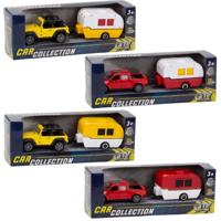 City Car Collection Die-Cast Pick-Up met Caravan 1:50 Assorti - thumbnail