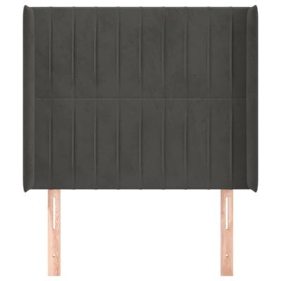 Hoofdbord met randen 147x16x118/128 cm fluweel donkergrijs