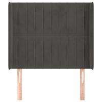 Hoofdbord met randen 203x16x78/88 cm fluweel donkergrijs - thumbnail