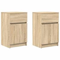Nachtkastjes 2 st 39x35x65 cm bewerkt hout sonoma eikenkleurig - thumbnail