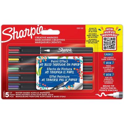 Creatieve marker sharpie brushpunt 5st assorti