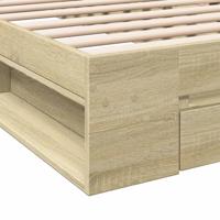 Bedframe met lade bewerkt hout sonoma eikenkleurig 90x200 cm - thumbnail
