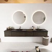 MONDIAZ BUKLA 240cm badmeubel met module 40 rechts kleur Dark Brown met 4 lades. Wastafel CLOUD dubbel 2 kraangaten kleur Urban. - thumbnail