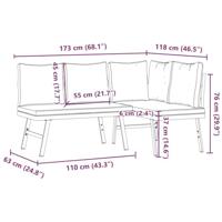 Tuinbanken met kussens 2 st gepoedercoat staal zwart - thumbnail