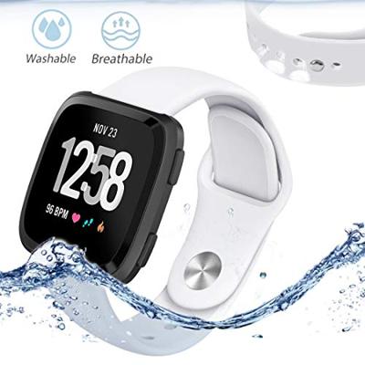 Fitbit Versa 1 / 2 & Lite siliconen bandje - Maat: Large - Wit