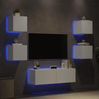 5-delige tv-wandmeubelset met LED-verlichting wit - thumbnail