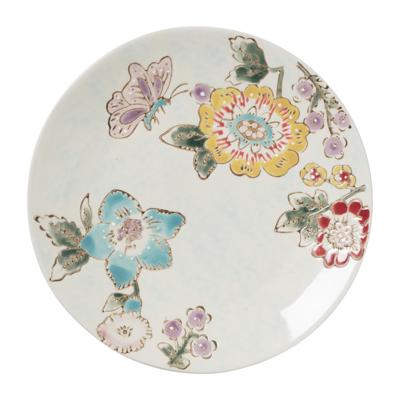 Gebaksbordje bloemen en vlinder - multikleur - ø15 cm Gebaksbordje bloemen en vlinder - multikleur - ø15 cm