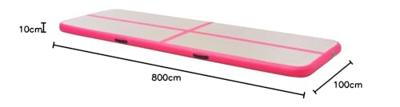 Gymnastiekmat met pomp opblaasbaar 800x100x10 cm PVC roze - thumbnail