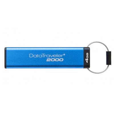 Kingston Technology DataTraveler 2000 4GB USB flash drive USB Type-A 3.2 Gen 1 (3.1 Gen 1) Blauw Kingston Technology DataTraveler 2000 4GB USB flash drive USB Type-A 3.2 Gen 1 (3.1 Gen 1) Blauw