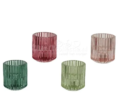 Waxinelichthouder / Kandelaar Glas 6cm Assorti 1st