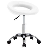 Werkstoel rollend kunstleer wit - thumbnail